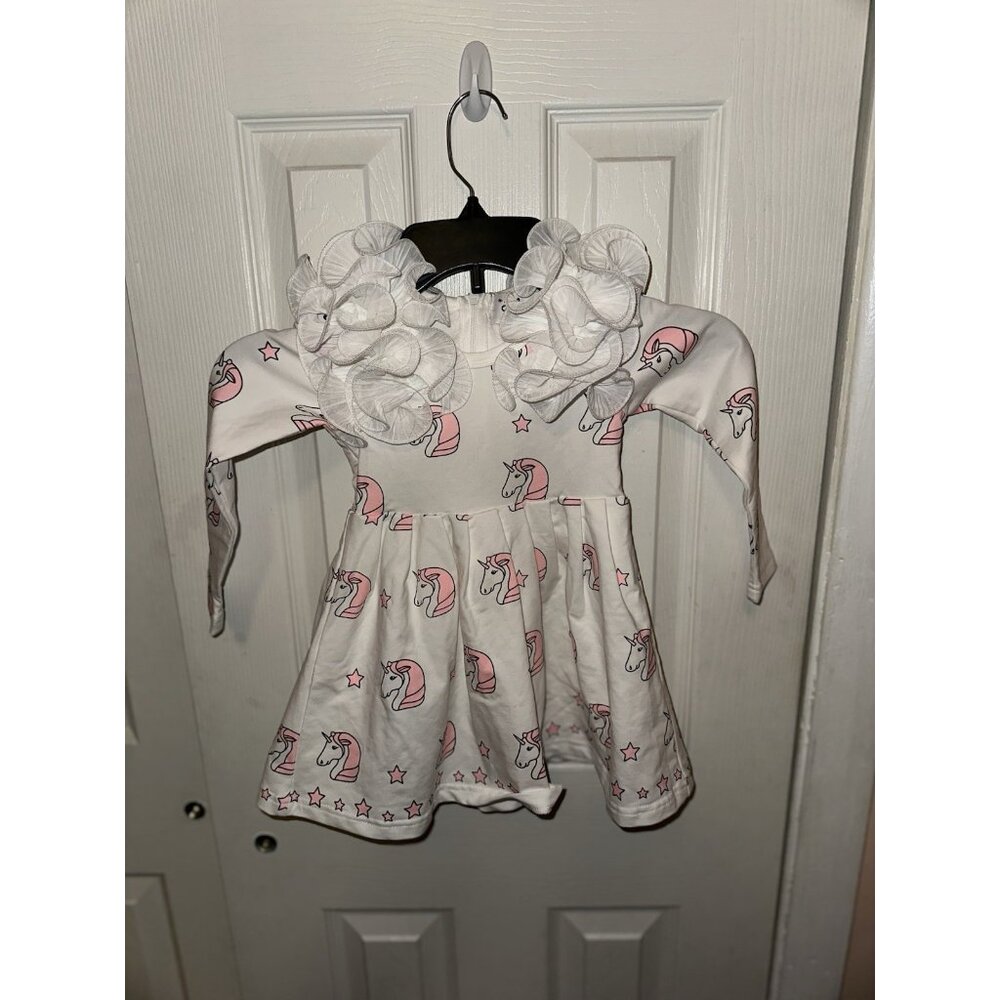 Lola And The Boys Unicorns And Stars Long Sleeve Dress Size 6m-12m NWT